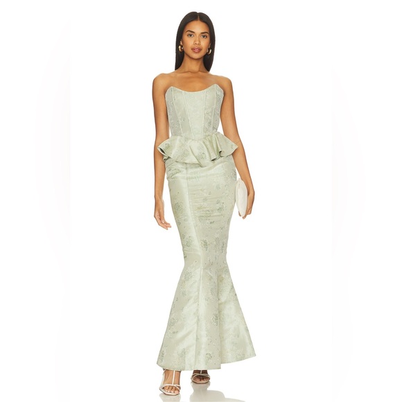 V. CHAPMAN WAVERLY DRESS IN SAGE WINDSOR BROCADE - Picture 3 of 3